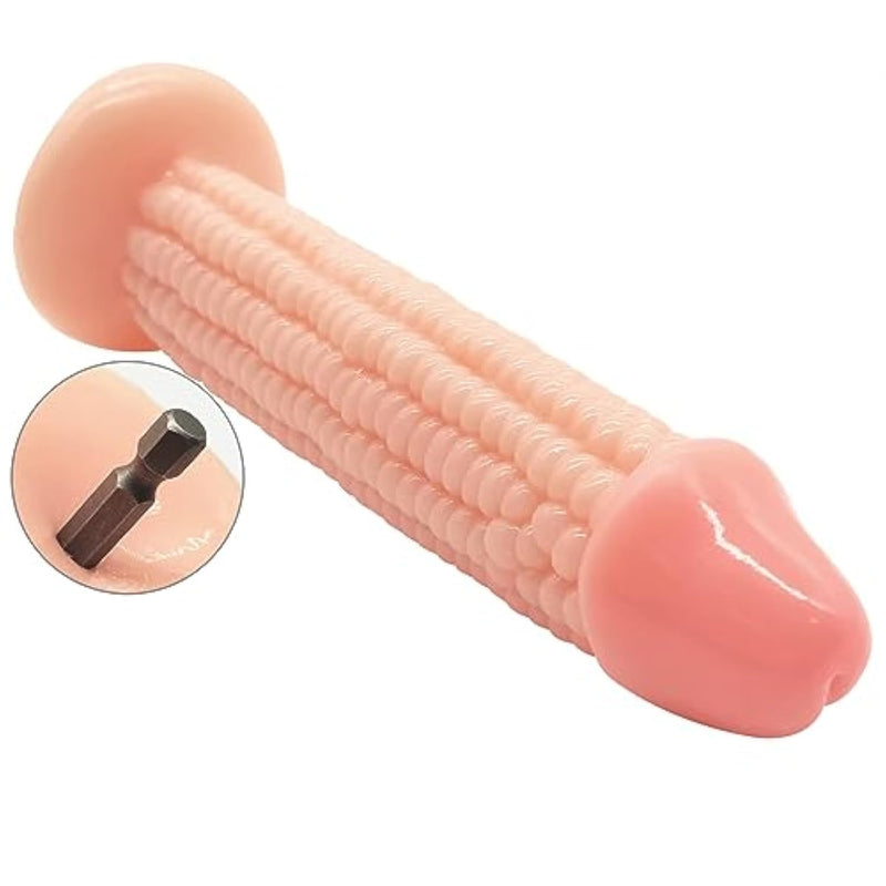 G-Spot Bumps Dildo With Electric Drill Adapter Sex Machine Spinning Vegetable Penis Big Cock Adult Sex Toy For Vaginal & Anal Stimulation(Flesh)