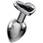 Jewelled Butt Plugs By Stainless Smooth Metal Anal Plug Adult Sex Toys Velvet Bags 3 Size Pack (Heart Black)
