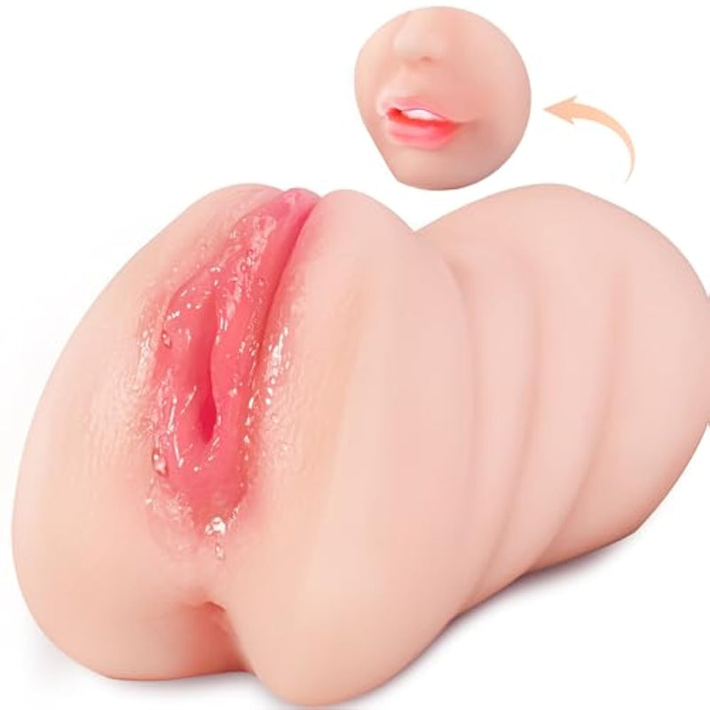 3 In 1 Pocket Pussy Male Masturbators With Lifelike Face, Sex Doll With Realistic Textured Mouth Vagina And Tight Anus, Masturbator Male Stroker Deep Throat Oral Adult Sex Toys For Men(Flesh)