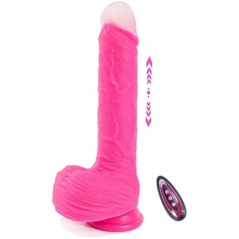 Thrusting Dildo Vibrator Sex Toys For Women Couples - 9.25" Heated Realistic G-Spot Vibrator With 3 Thrusting Speeds & 10 Vibrating Modes,Lifelike Pink Silicone Dildo Adult Toy For Women