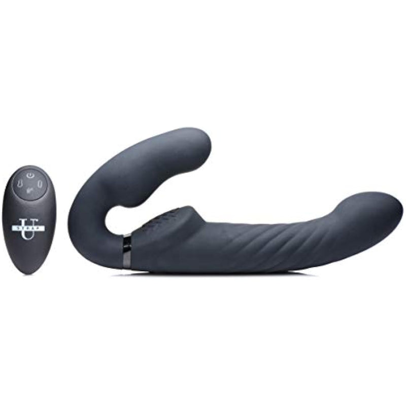 Strap-U 10X Swirl Ergo-Fit Inflatable & Vibrating Strapless Strap-On -Black