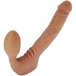 Classic Silicone Strapless Strap-On Harness-Free Double Dildo (Without Vibrator) Medium Size: 6 X 1.5 Inches In Cocoa Tan