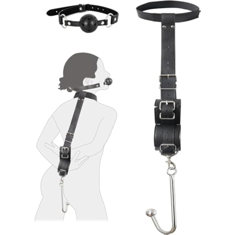 Bdsm Sex Bondage Anal Hook, Neck To Wrist Behind Back Handcuffs Collar BlessMyBucket Bdsm Sex Bondage Anal Hook, Neck To Wrist Behind Back Handcuffs Collar BlessMyBucket