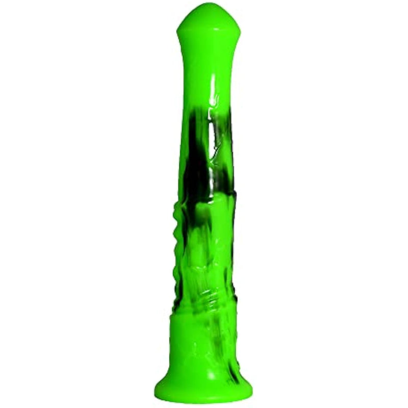 Multi Color Soft Flexible Animal Artificial Horse Dildo Silicone Dildo Toy Adult Sex Toy For Women With Suction (Green+Black)