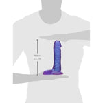 Doc Johnson Crystal Jellies - 7 Inch Ballsy Super Cock - 8 in. Long and 1.8 in. Wide - Balls Provide a Sturdy Base - Dildo - Purple