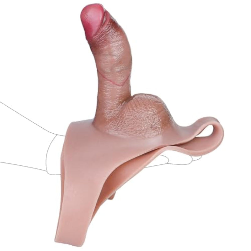 Elastic Universal Size Wearable Dildo Pantie Lifelike Realistic Dildo Strap On Penis Sleeve For Men Male Sex Toy For Couple