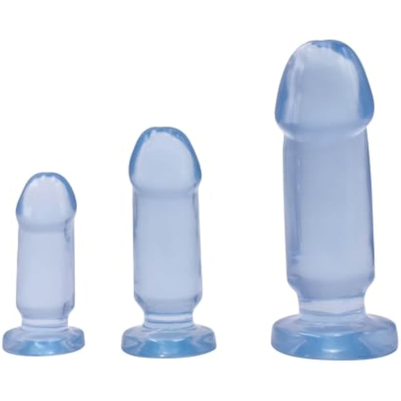 Jelly Backdoor Training Kit, Ultra, Flexible & Comfortable 3, Piece Graduated Anal Plug Set, Flexible & Realistic Butt Plugs With Suction Cup Bases For Hands Free Anal Training Fun