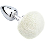 Bunny Tail Anal Plug, Metal Butt Plug With White Fluffy Rabbit Tail For Anal Sex Toys For Women Fun Sex Games (Medium)