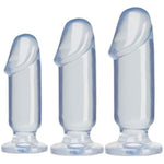 Doc Johnson Crystal Jellies - Starter Kit - For Graduated Anal Training - Ease Your Way Into Backdoor Pleasure -3 Penis Shaped Plugs - Clear