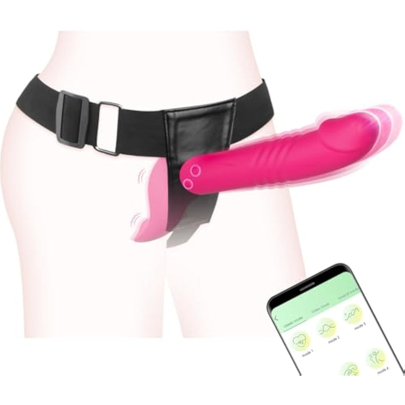 Strap-On Thrusting Dildo Sex Toys - Adult Toys App Remote Control Wearable Harness Strap-On Dildo With 3 Thrusting & 9 Vibrating For G Spot Clitoral Stimulation, Adult Sex Toy For Lesbian Women Couple