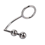 Metal Ball Anal Plug and Pull Ring Two-in-One Sex Toy for Male Masturbation