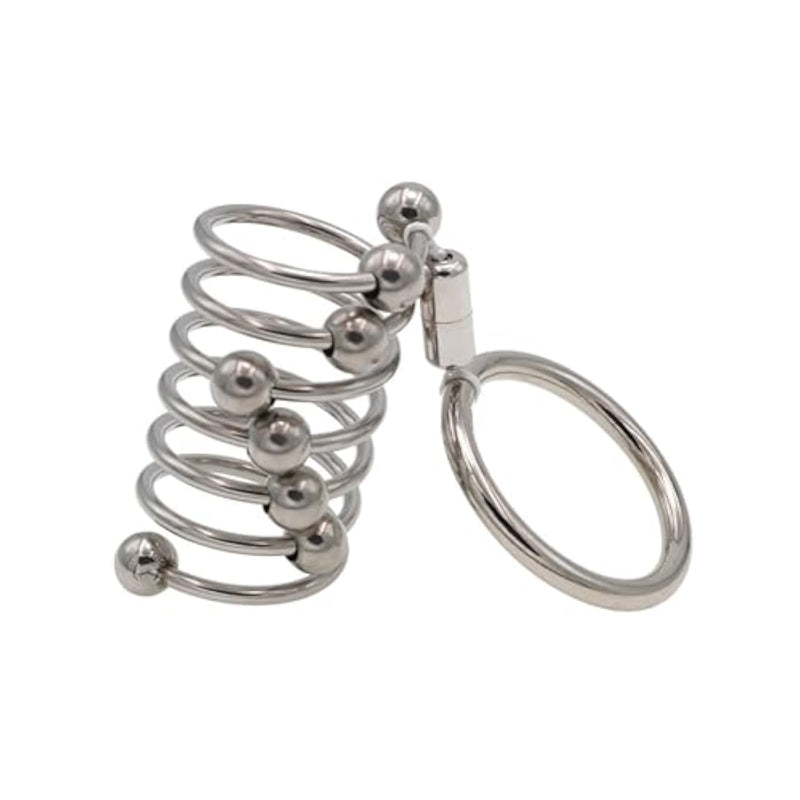Penis Ring Stainless Steel Cock Ring For Men Stainless Steel Penis Rings With 8 Beads Cockringsfor Men (Large)