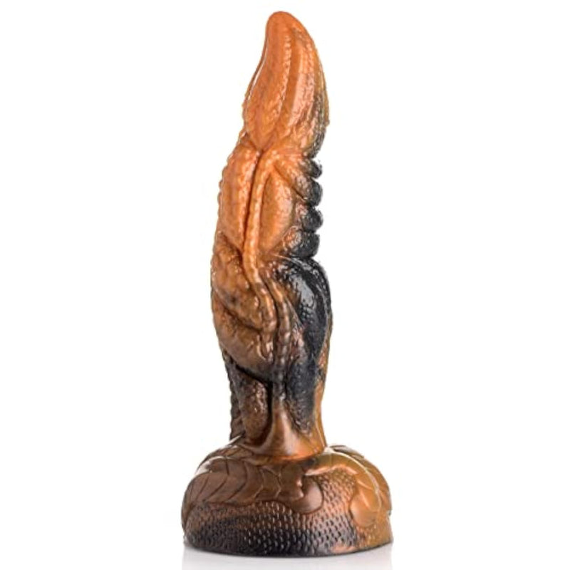 Ravager Rippled Tentacle Silicone Dildo | Marbled, Muscular, And Wavy With Reptile Textures | Suction Cup Base And Harness Compatible, Made With Premium Silicone