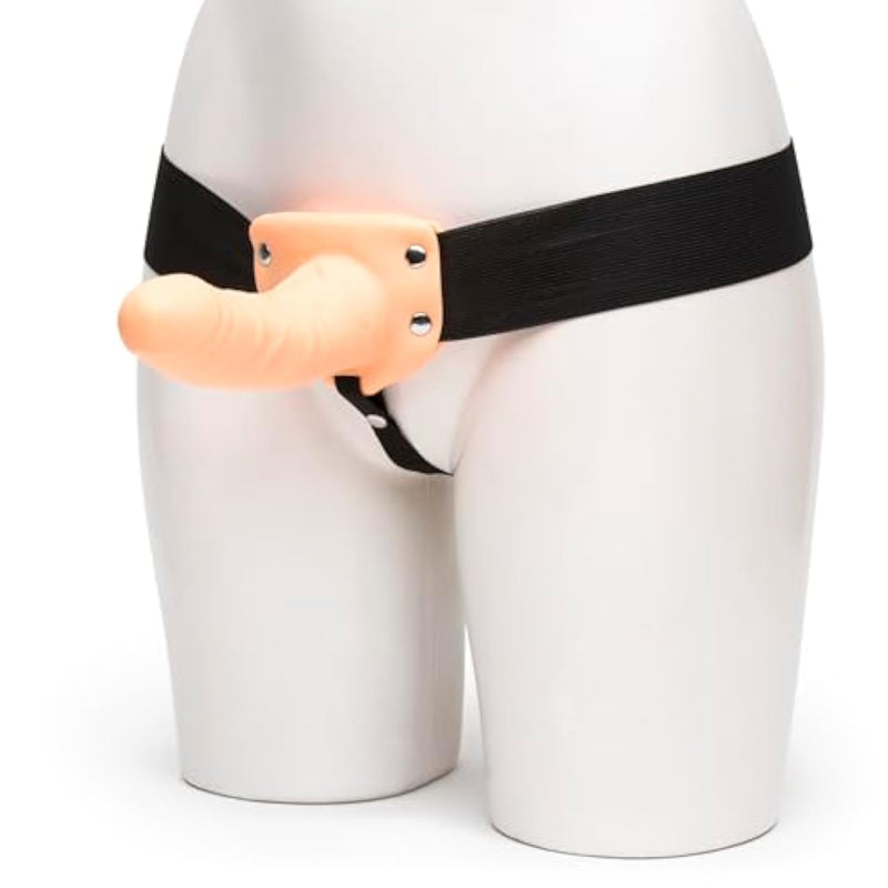 Perfect Partner Strap On Dildo - 6 Inch Realistic Hollow Strap On For Pegging - Adjustable Strap With Popper Fastening - Waterproof - Flesh Pink
