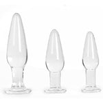 3 Pieces Glass Butt Plug Set Crystal Butt Plug Training Kit With Smooth Flat Base For Beginners And Advanced Men And Women