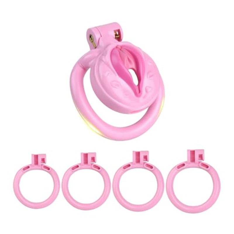 Sissy Toys Chastity Cage Set Sex Toy Male Cock Cages With 4 Different Sized Curved Rings And Invisible Lock Lightweight Resin Chasity Devices For Exercising Man'S Penis (B)