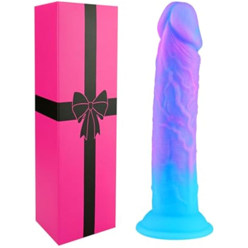 7 Inch Soft Silicone Realistic Small Slim Anal Dildo For Beginner, 6" Colorful Purple Skinny Thin Prostate Dildo With Suction Cup, Fantasy Cute G-Spot Dildos No Balls Adult Sex Toy For Women Men Gay