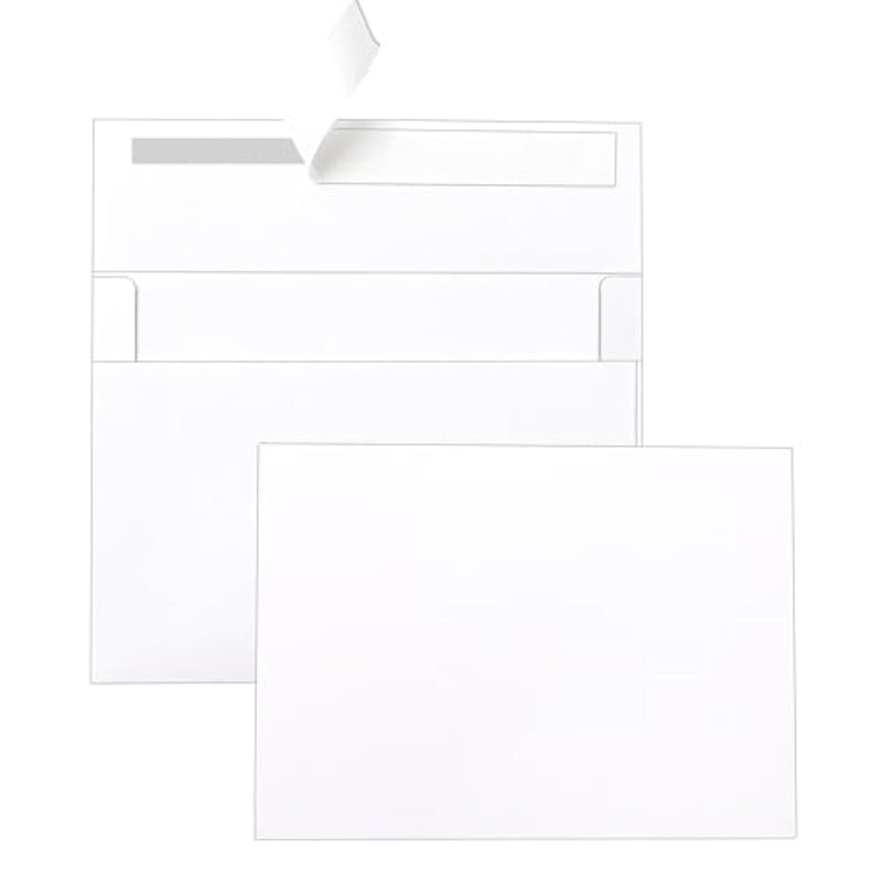 100 Packs White Single Panel Blank Cards and Envelopes 5 x 7