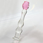 Glass Anal Plug Rose G-Spot Dildo Butt Plug With Gradual Beaded Ridges Prostate Massager Sex Toy For Men Women Masturbation