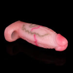 Reusable Realistic Textured Girth Sheath For Men Condom,6.53" Penis Sleeve Thickened Men Strap On Extender Pump,Penis Cuff Cock Testicle Ring Delay Ejaculation,Adult Couples Fun Sex Toy