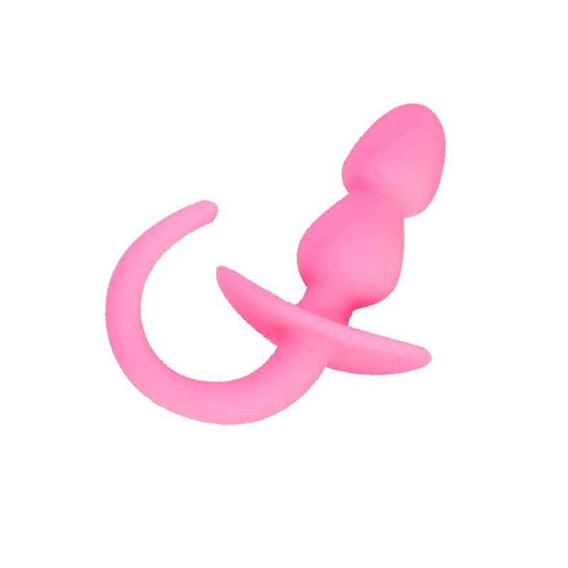 Silicone Dog Anal Plug with Luminous T-Shaped Base for Adult Sex Pleasure