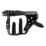 Triple Penetration Strap-On Harness with 3 Removable Dildos for Anal and Vaginal Play