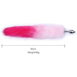 2Pcs/Set Fox Tail Anal Butt Plug Bunny Tail Stainless Steel Plug Sexy Toys Flirting Tools For Adults Cosplay &Sm Role Play Gradient (Pink)