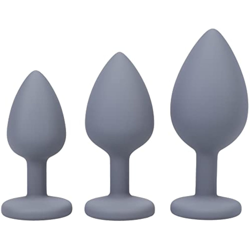 Doc Johnson A-Play - Silicone Trainer Set - 3 Piece Set, Play with My Butt Not My Heary, Grey