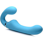 Strap-U Mighty Rider 10X Vibrating Silicone Strapless Strap-On - Blue