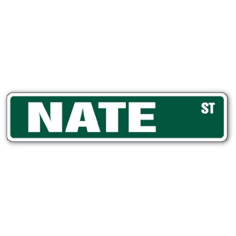 Nate Street Sign Childrens Name Room Sign | Indoor/Outdoor |  18" Wide Plastic