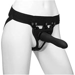 Doc Johnson Body Extensions - BE Strong - Hollow Strap-On System - Silicone Harness with Elastic Waist Band and Slim Hollow Dildo