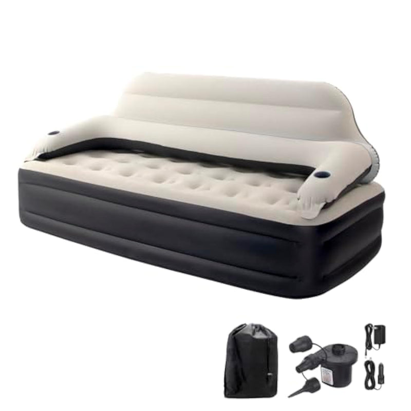 Twin Size Air Sofa Bed Mattress With Headboard And Pump,Blow Up Couch Inflatable Bed