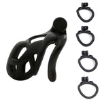 Male Chastity Device Small Cage W/ 4 Arc Shape Rings Complete Set For Adult Sex Play Penis Exercise Bondage Restraint Virginity For Men (Nano / 70Mm Cage)