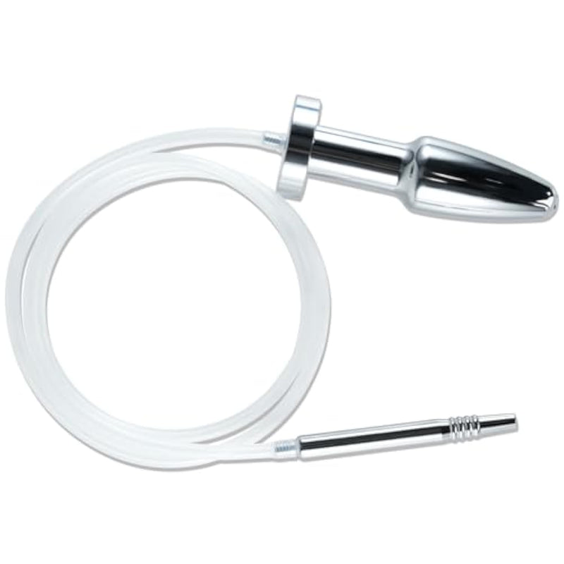 Analplug Catheter Dilator Men Anal And Penis Plugs Silicone Catheter,2-In-1 Urethral Sound Enema Stainless Steel Hollow Urethral Inflow Anus Plug Sex Toys