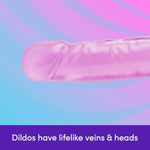 Strap On Dildo Harness Kit - 2 Realistic Strap On Dildos For Pegging - 6 Inch & 8 Inch With Flared Bases - Includes 3 O-Rings & Adjustable Harness - Waterproof - Purple
