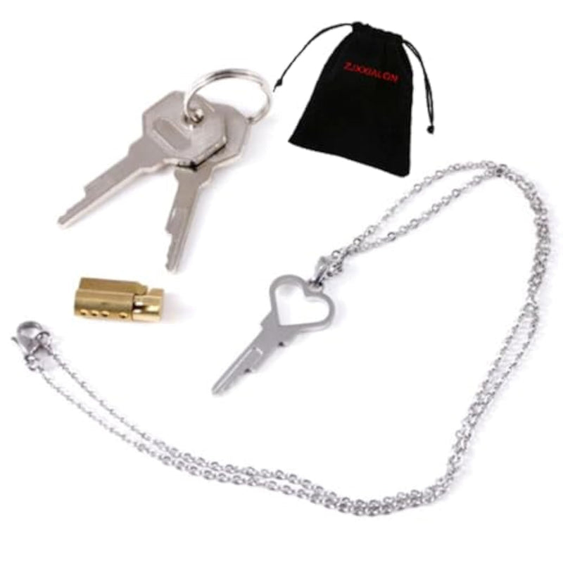 Chastity Cage Heart Shaped Key Women Necklace Chastity Device New