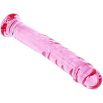 Glass Dildo Anal Butt Plug, Pink Style Sensuality Crystal Personal Massagers Adult Sex Toys (7.5In Round Base)