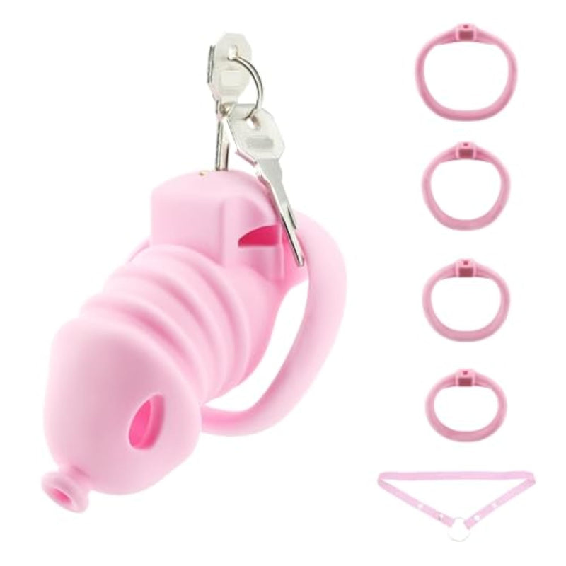 Male Chastity Cage, Silicone Cock Cage With 4 Adjustable Rings, Chastity Belt & Invisible Lock, Lightweight Chastity Device, Adult Sex Toys Comfortable Bondage Gear For Long Term Wear