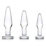 Borosilicate Glass Anal Plug Training Kit with Three Diverse Sizes