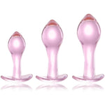 Anal Butt Plug Training Kit, 3 Pcs Glass Anal Trainer Dilator With Long Neck Anal Adult Sex Toy For Men Women Couple Masturbation (S/M/L)
