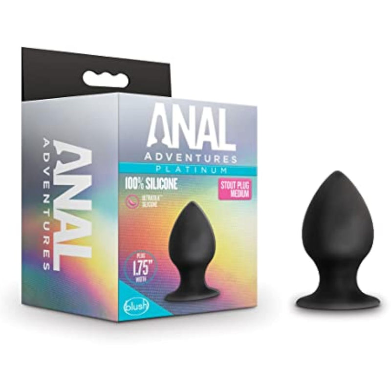 Anal Adventures Platinum Ultrasilk Silicone Stout Butt Plug - 3 Inch Medium Smooth Satin Compact Anal Trainer Prostate Massager With Suction Cup - Adult Toy For Couples & Beginners