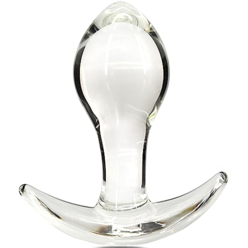 Glass Anal Plug For Comfortable Long-Term Wear Butt Plug With Curved Based Tapered Prostate Massager Sex Toy With Long Stem For Men Women Masturbation