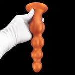 Liquid Silicone Anal Beads and Butt Plug with Suction Cup Base, Soft Anal Plug Graduated Beads for Comfortable Anal Play Perfect for Men and Women (Large)