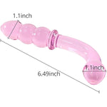 Glass Pleasure Wand, Bent Graduate Crystal Dildo Double Ended Anal Beads Butt Plug For G-Spot Stimulation