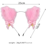 AOBRZHAU 4 Pcs Cat Ears and Wolf Fox Animal Tail Cosplay Set,Handmade Faux Fur Hair Clip Headdress, Halloween Leather Choker, Plush Ears for Women, Perfect for Cosplay and Party?PINK2?