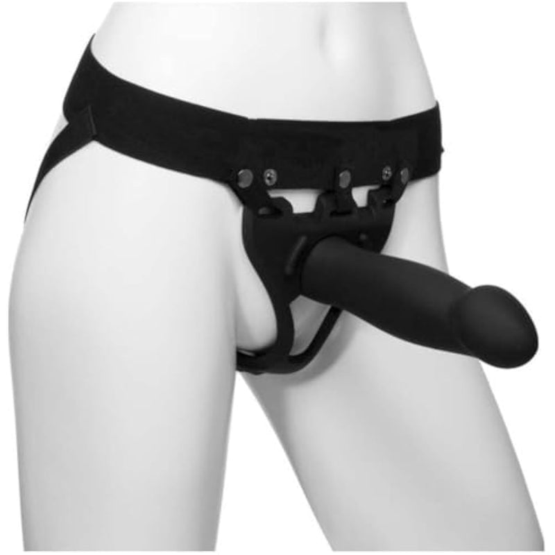Doc Johnson Body Extensions - BE Bold - Hollow Strap-On System - Silicone Harness with Elastic Waist Band and Large Hollow Dildo
