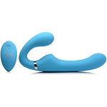 Strap-U Mighty Rider 10X Vibrating Silicone Strapless Strap-On - Blue