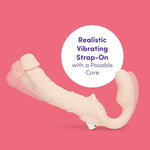 Lifelike Lover Luxe Strapless Strap On Vibrating Dildo - 9 Inch Silicone Realistic Dildo For Women - 12 Vibration Modes - Adult Sex Toy - Rechargeable & Waterproof - Flesh Pink