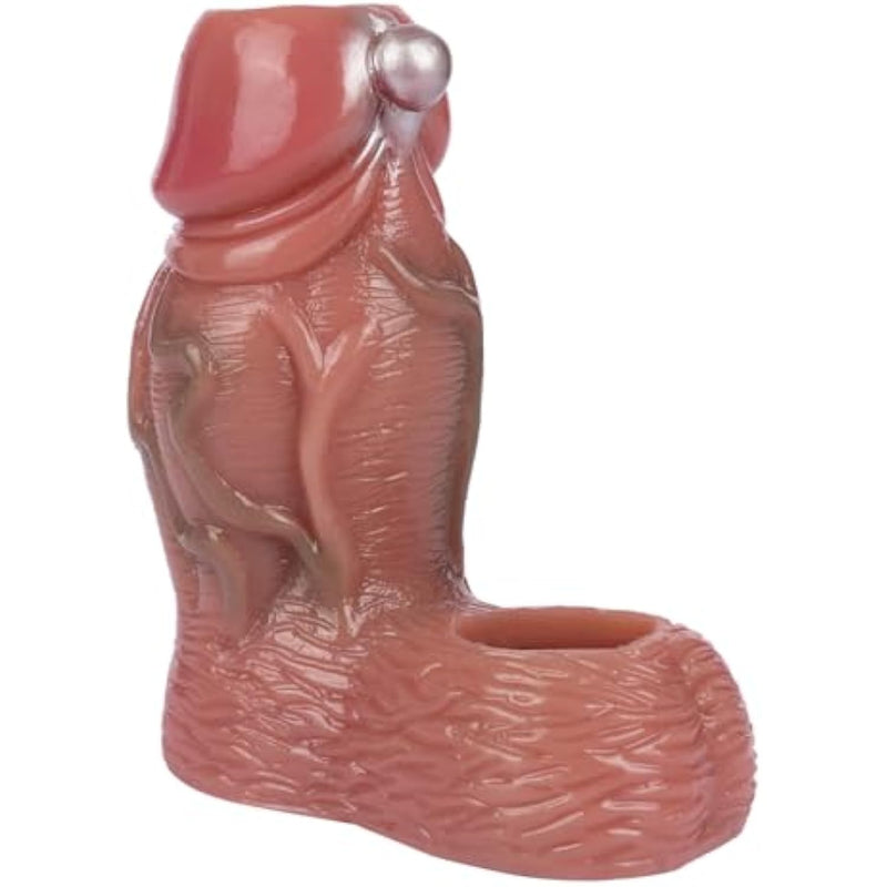 Open End Soft Male Enlarge Penis Sleeve Adult Sex Toy, 4.52" Reusable Men Penis Cover Extender,Punk Style Penis Sheath Elastic Cock Ring, Men Prolong Cuff For Couples
