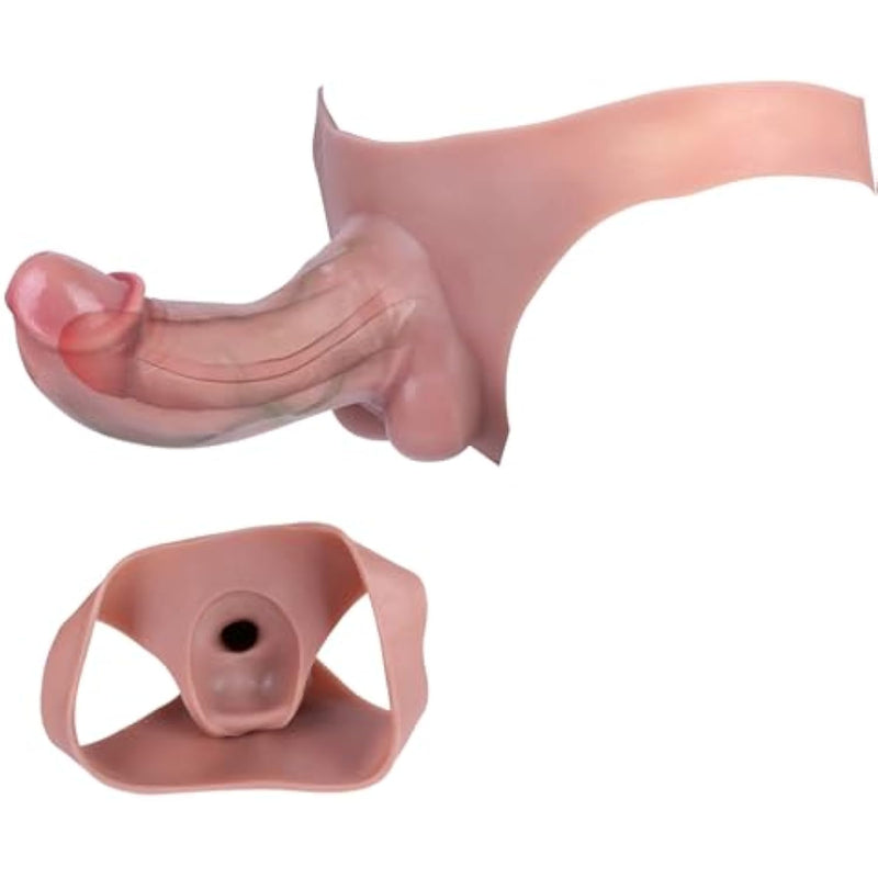 Silicone Strap On Dildo Harness For Male, Reusable Penis Sleeve Extender, Hollow Wearable Dildo Panties With 8" Big Cock - Couples & Gay Men